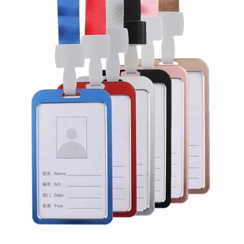 

Aluminum Alloy Office School Business Student Identity Badge Lanyard Holder Vertical Chest Card Staff Work Card