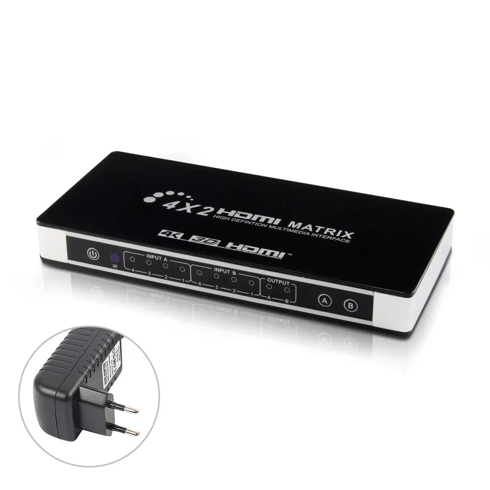 4 входа 2 выхода HDMI EDID переключатель двойной аудио Разделение HD матрица 1080P HDMI матричный конвертер адаптер с пультом дистанционного управления HDMI