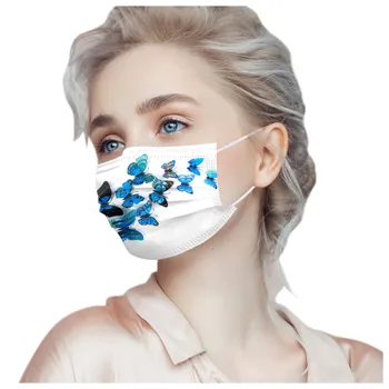 

40# 50pc Adult Butterfly Disposable Mask Protection 3layer Breathable Face Mask Multcolor Breathable Reusable Outdoor Masca