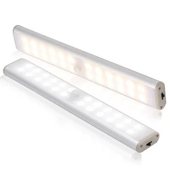 

24 40 60 LED Double Row Closet Light USB Under Cabinet Lighting Stick-on Motion Sensor Wardrobe Light with Magnetic Strip