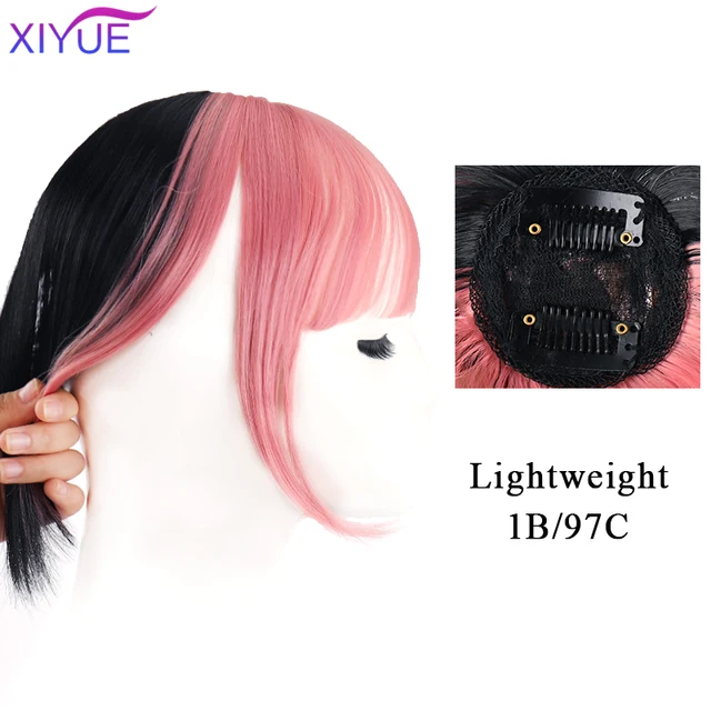 Black/Light Brown Clip In Hair Bangs Hairpiece Accessories Synthetic Fake Bangs Clip In Hair Extensions Clip In Hair Pieces WL28