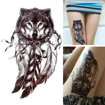 

Fake Tattoo 21*14.8CM Women Men Cute Sexy Body Art Beauty Owl Fox Wolf Makeup Waterproof Temporary Tattoo Stickers