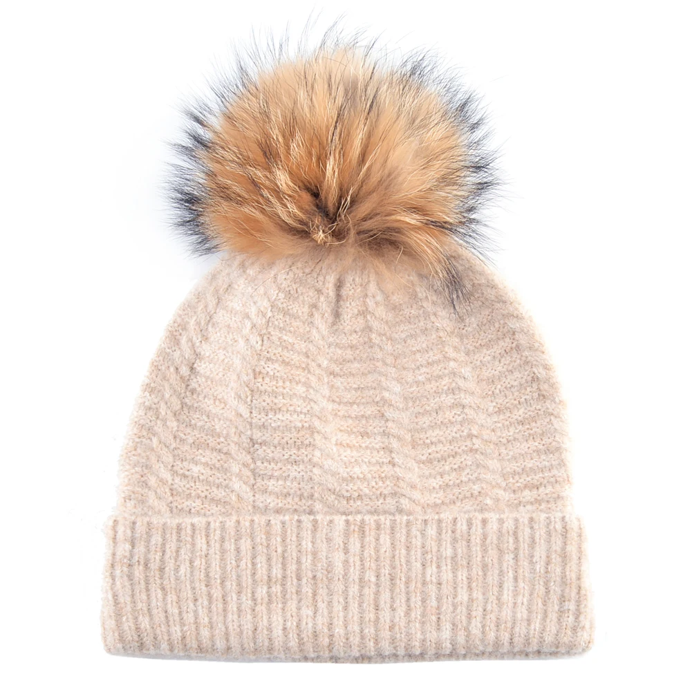 Fur pom pom for hats women winter caps girl knitted beanie women warm beanies cap ladies skullies casual pompom hat gorro