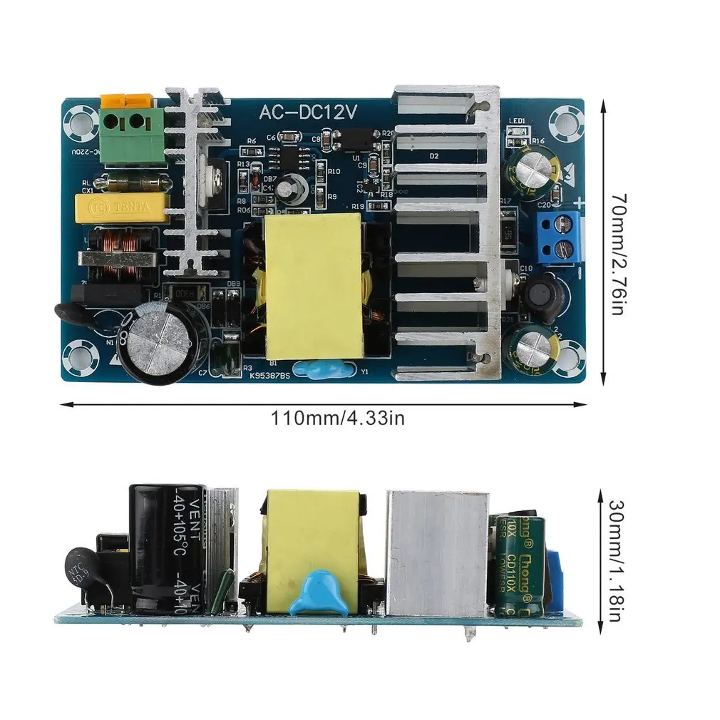 AC 85-265V переменного тока в постоянный 12В 8A 50/60Hz Питание доска профессиональная двухсторонняя PCB переключения Питание модуль