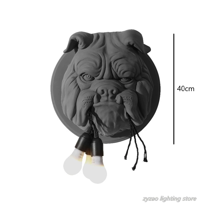 Animal Dog Resin Wall Lamps Living Room TV Wall Deco Corridor Home Decor Lighting Fixtures Designer Ktv Bulldog Wall Lights E27 4