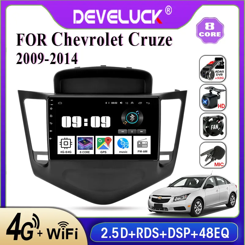 

Android 9.0 2 din Car Radio Multimedia Video Player GPS Navigation for Chevrolet Cruze 2008-2012 4G+64G IPS screen RDS AM stereo