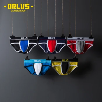 

ORLVS Sexy Men Briefs Cotton Gay Underwear Cueca Tanga Breathable U Pouch Men Briefs Bikini U Convex Low Waist Underpants
