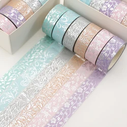 Ensemble de rubans Washi en feuille d'or, 6 rouleaux/boîte, bande adhésive décorative pour Scrapbooking, papeterie pour journal intime 