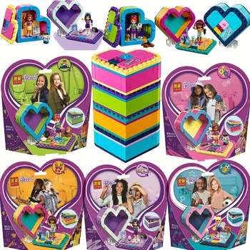 

WITH BOX 5pcs/lot Emma’s Olivia’s Mia’s Heart Box Compatible Lepining Friends Girl Building Blocks Kit Bricks Classic Toys