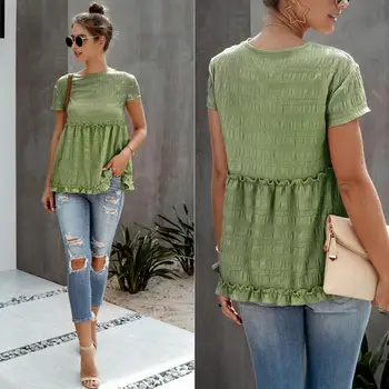 

Women Casual Streetwear T Shirt Short Sleeve Kawaii Girl Tees Female Pullover Tops Stringy Selvedge Tops Women Elegant T Shirts
