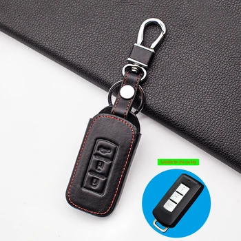 

2020 Hot sale 100% leather key case latest leather key cover for Mitsubishi ASX Pajero 3 button smart key cover