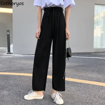 

Pants Women Solid Trendy Elegant All-match High-quality Korean Style Loose Leisure Daily Womens Female Lovely Simple 2020 New
