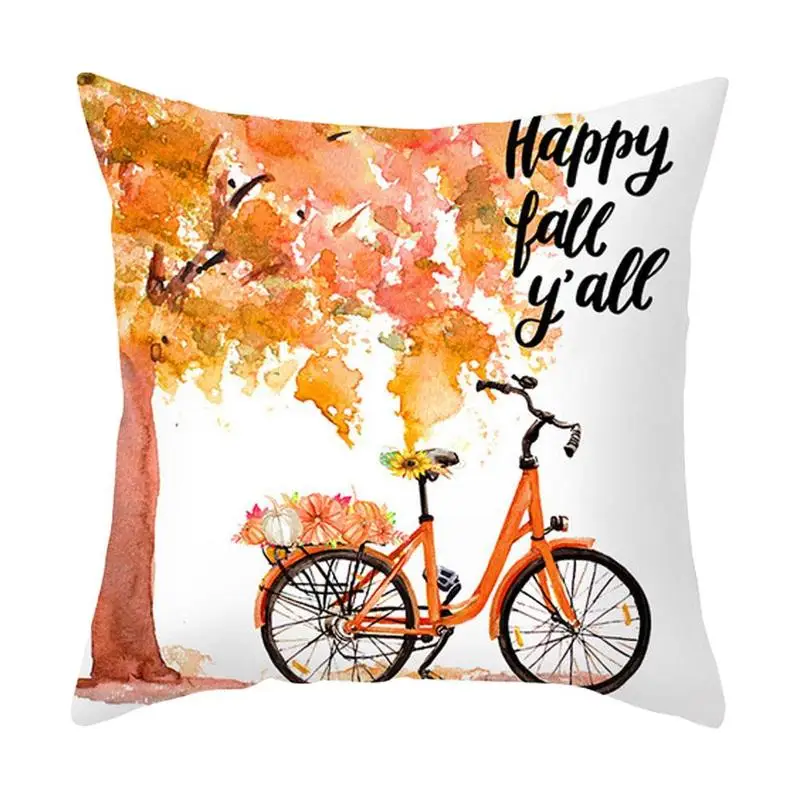 1pc Thanksgiving Autumn Maple Leaf Pumpkin Printed Peach Party Pillowcase Cover Skin Decoration 45*45cm Pillowcase Car Home K8K3