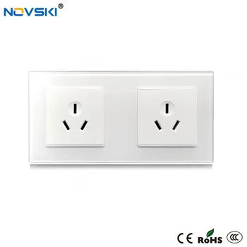 

NOVSKI crystal wall socket 16A 3 hole Electrical socket, 2 frame universal socket, 220v-250v grounded 86*172mm, 2020 new arrival