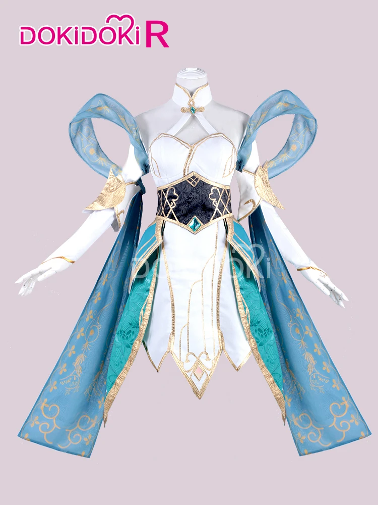 Предпродажа DokiDoki-R Лига Легенд игра косплей ирелия Косплей Клинок танцор костюм Женщины белый синий платье костюм