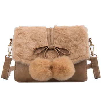 

Fashion plush crossbody bags for women Retro women's Shoulder Bags women's handbag women bag black