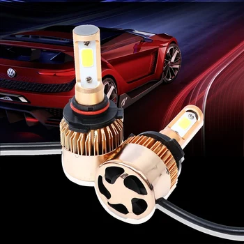 

S2 9005 Car LED Headlight Bulbs 6500K 72W 8000LM COB LED Headlamp Fog Light Gold