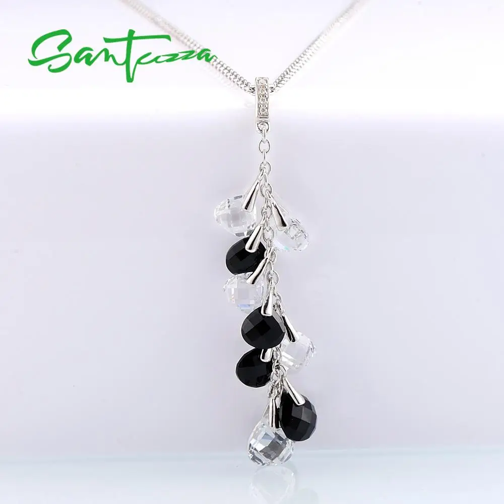 Женский кулон из серебра 925 пробы с черным ониксом и белым фианитом|pendants for women|pendant