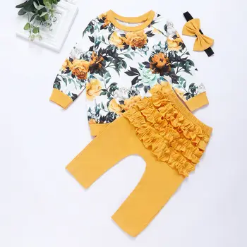 

AU Newborn Infant Baby Girl Floral Tops+Long Pants+Headband 3PCS Outfits Clothes Autumn Spring Cotton Long Sleeve