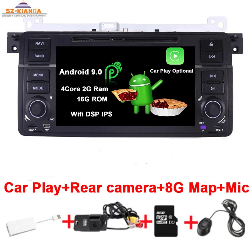 Android 9,0 автомобильный DVD для BMW E46 M3 стерео vido аудио gps Wifi 3g gps Bluetooth Радио RDS OBD USB SD руль DVR карта - Цвет: Car Play 4 core