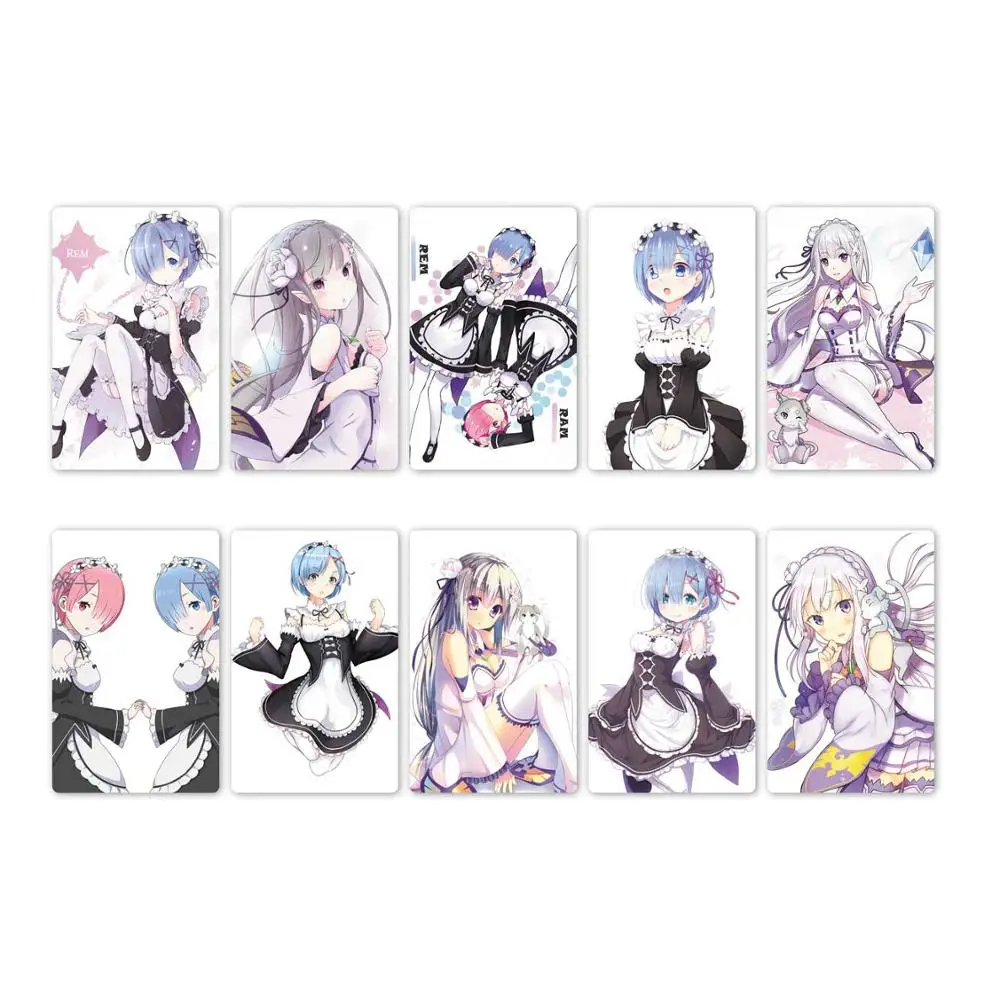 

10pcs Re Zero kara Anime Card Stickers DIY Bus ID Waterproof Scrub Card Sticker Kids Sticker Toys