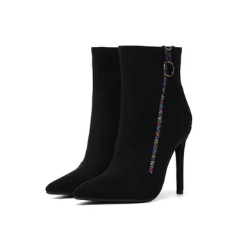 

lager size 34-43 Women's high-heeled boots Classic pointed high-heeled zipper women's shoes Banquet wedding boots