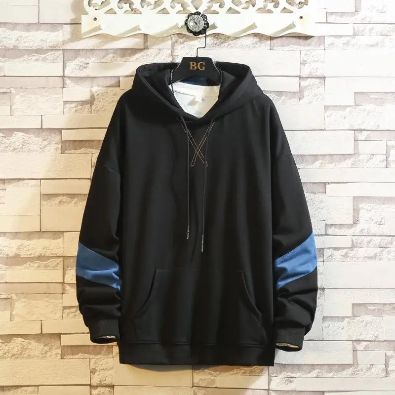 

Spring Hoodies Men's Fashion Hit Color Casual Hooded Sweatshirt Men Streetwear Wild Loose Hip Hop Hoodie Mens Large Size M-5XL