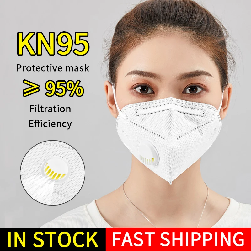 

KN95 Dust Mask Mouth Cover Anti Dust Flu Masks With Breathing Valve Anti-dust PM2.5 Disposable Face Masks with Valve In Stock