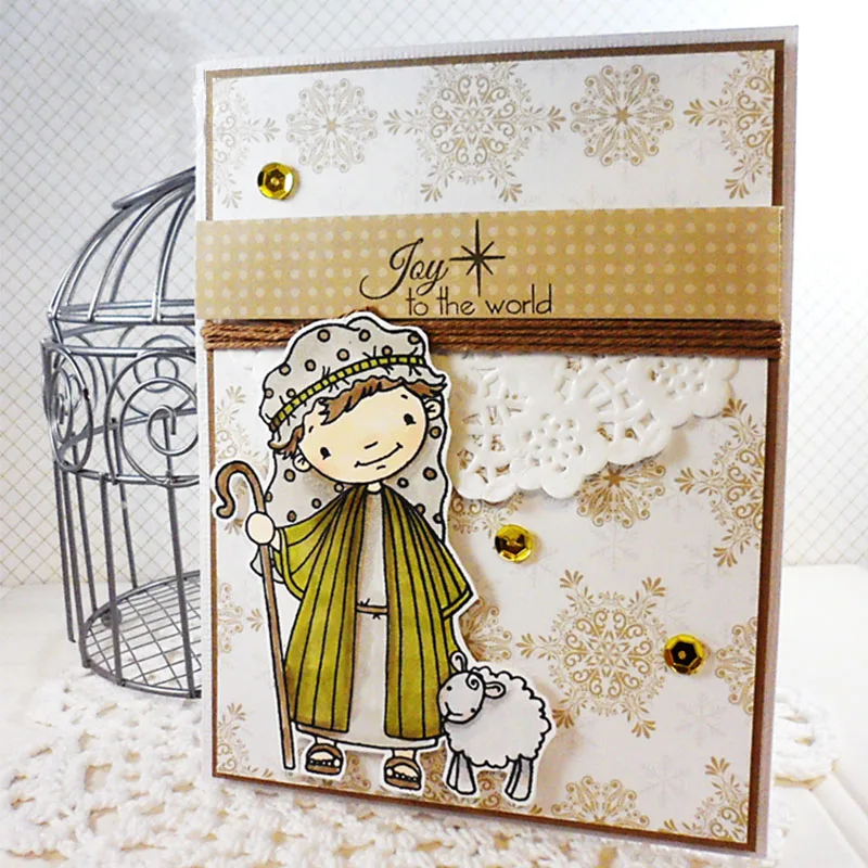

Christmas Blessing Shepherd Holding A Sheep Metal Cutting Dies And Stamps for Craft Dies Scrapbooking Album Embossing New Dies