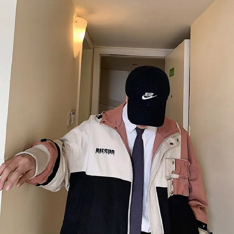 

2019 Spring New Style Teenager Japanese-style Workwear Retro Color Matching Jacket Multi-pockets Loose-Fit Men's Hooded Coat