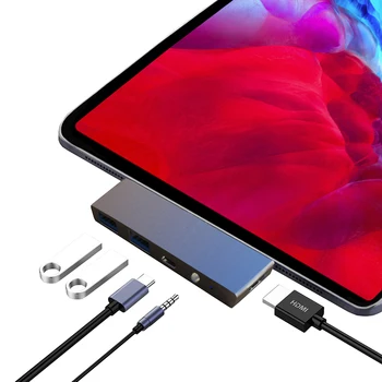 

USB 3.0 Port USB-C Power Delivery 5-in-1 USB Type-C HUB Converter HDMI 2 USB3.0 PD Charging 3.5mm Audio Adapter
