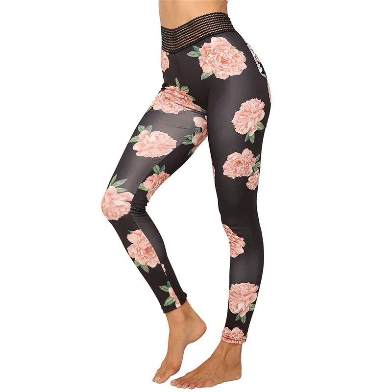 

Yoga Pants Floral Gym Leggings Women Printed Workout Wear Female High Waist Tights Running Quick Dry Sports Pants For Fitness