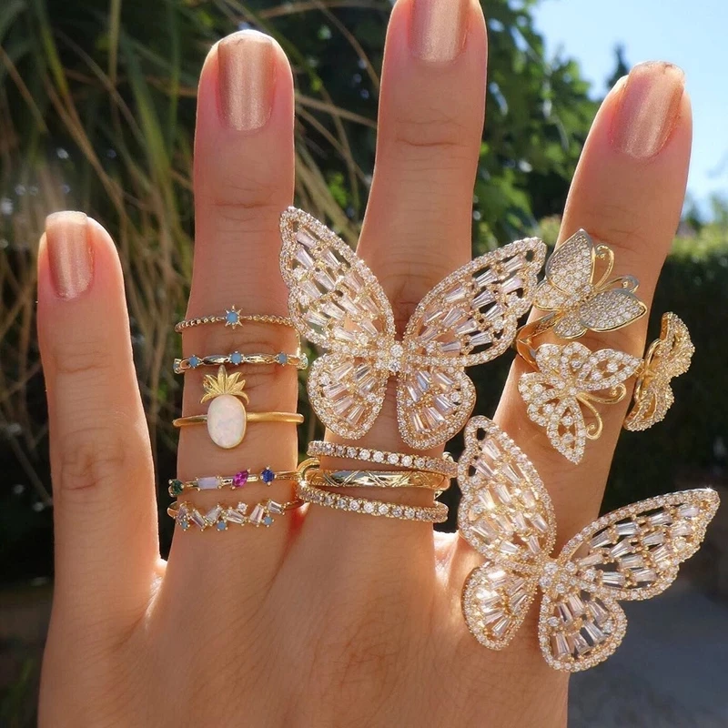 2025 Delicate Butterfly Rings For Women Girl Luxury Charm