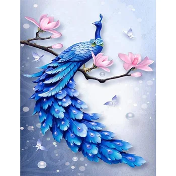 

5D diamond colored peacock animal full circle stick drill cross stitch simple diamond embroidery living room decoration art