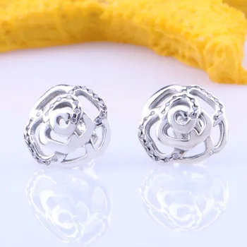 

Original 925 Sterling Silver Pan Earring Shiny Rose Pan Earrings For Women Wedding Gift Fashion Jewelry