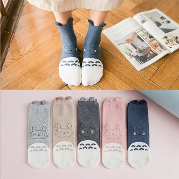 

1 Pair Cartoon Cute Short Socks Girl Cotton Funny Totoro Patterned Sock Women Art Breathable Harajuku Kawaii Socks PD0140