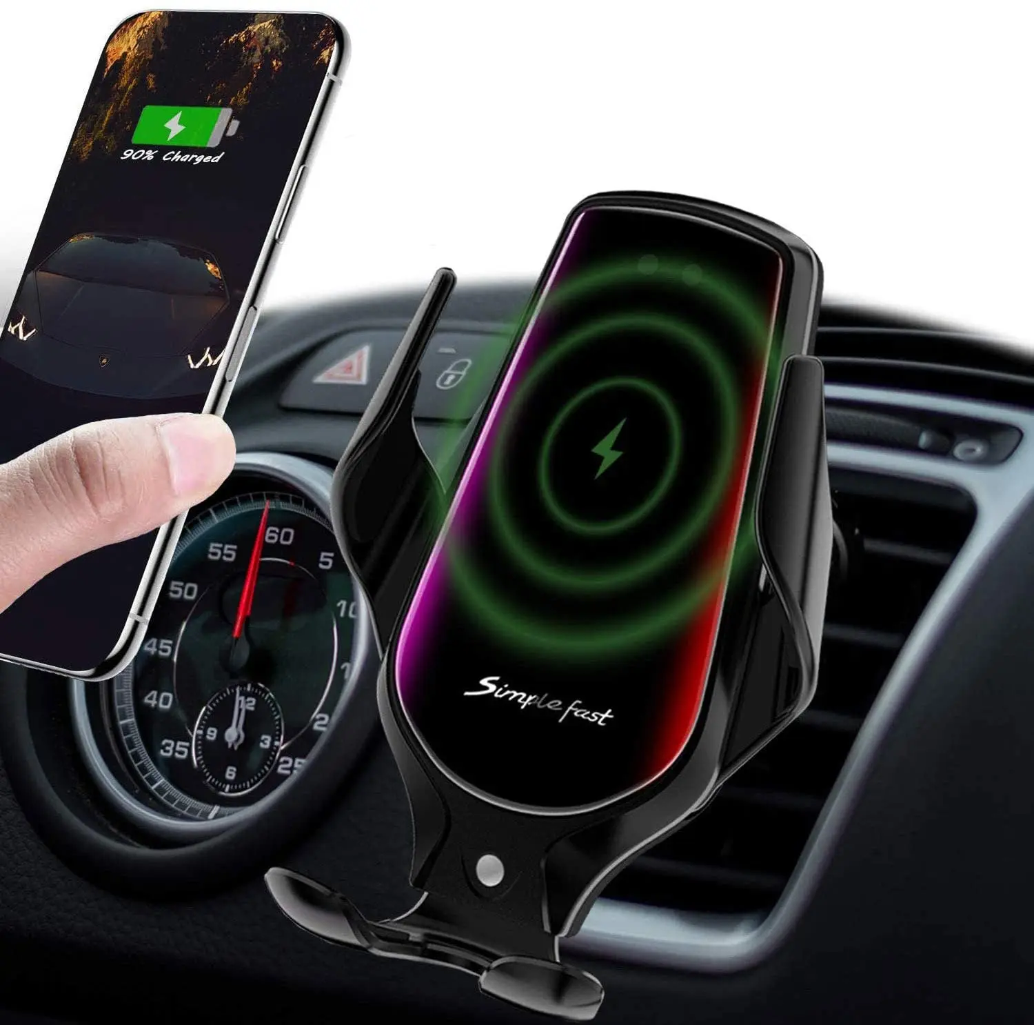 R3 Automatic Clamping 10W Qi Car Wireless Charger For iPhone Huawei Infrared Induction Qi Wireless Charger Car Phone Holder