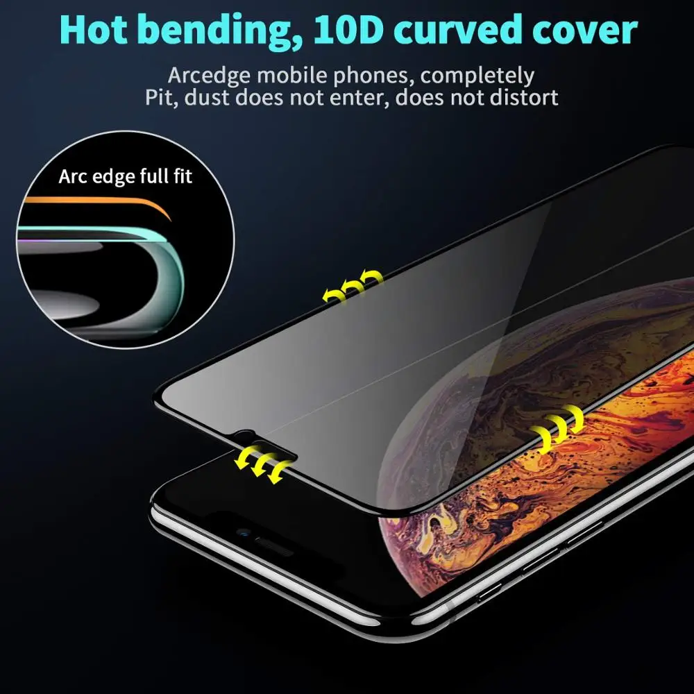 50 шт последняя Защита экрана для iPhone11 Pro Max/iPhone XS Max, анти-шпионы Закаленное стекло пленка, 6,5 дюймов, 1 упаковка