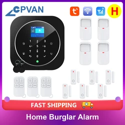 CPVAN Alarm System for Home Burglar Security 433MHz WiFi GSM Alarm Wireless Tuya Smart Motion Detecto App Control Touch Keyboard