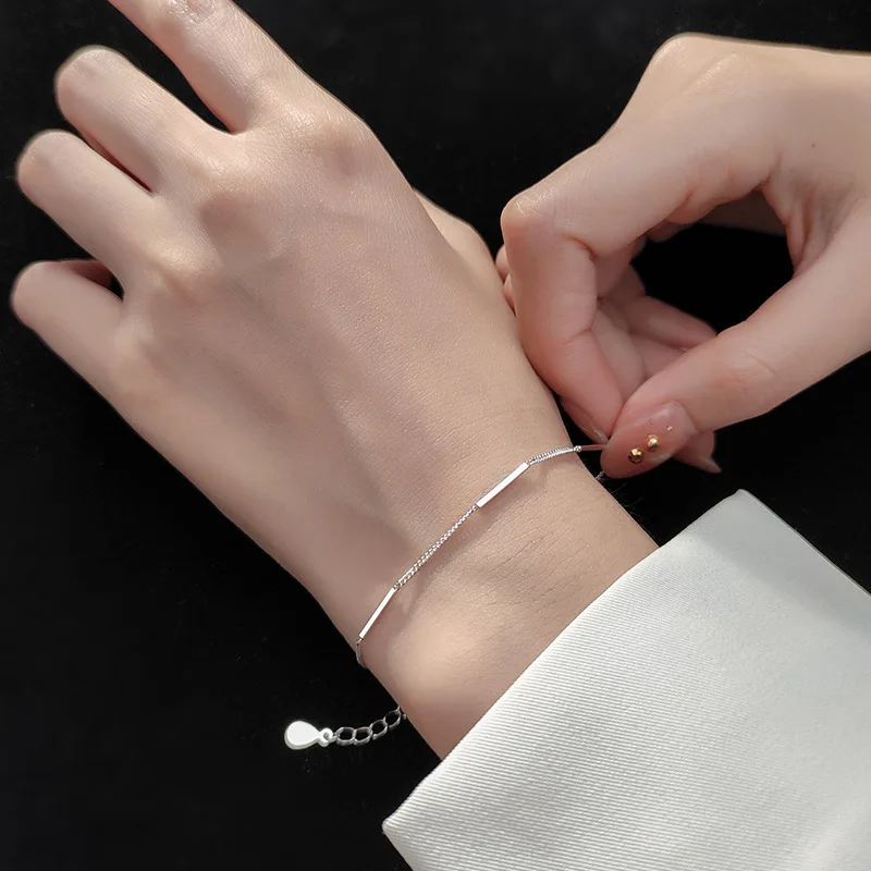La Monada Straight Bracelets For Women Silver 925 Sterling Silver Fine Real Silver 925 Jewelry Bracelet Chain Women's Bracelet 4