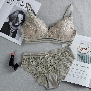 

Briefs Triangle Cup No Steel Ring Underwear Floral Lace Thin Section Bra