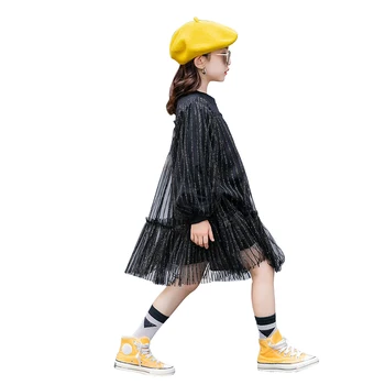 

Black Sequins Dress Age For 4 - 16 Years Teenage Girls Fashion Long Sleeve dresses 2021 New Spring Children Clothes Kids Frocks