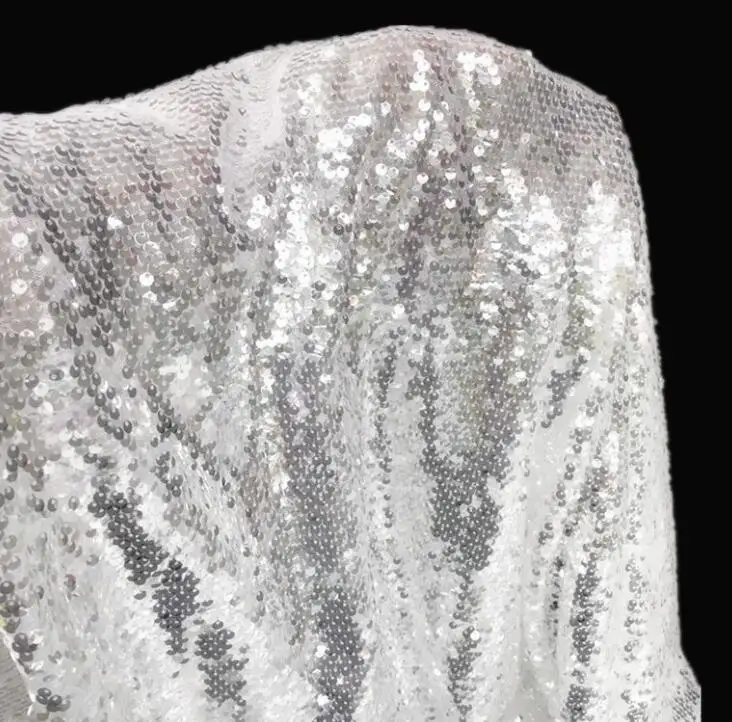 

5mm crystal fish scale Sequin shooting background wedding polyester fabric Dance diy textiles elastic tissu cloth fabric C947