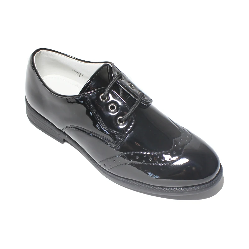 Kids Shoes Boys Black Formal Suit Shoes Lace Up Faux Leather First Communion Shoe For Prom Wedding School Smart Dress Brogues