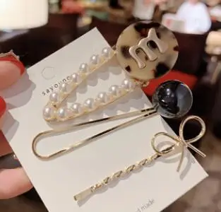 New smiley face card letter bow rhinestone pearl hairpin ladies word clip hair accessories