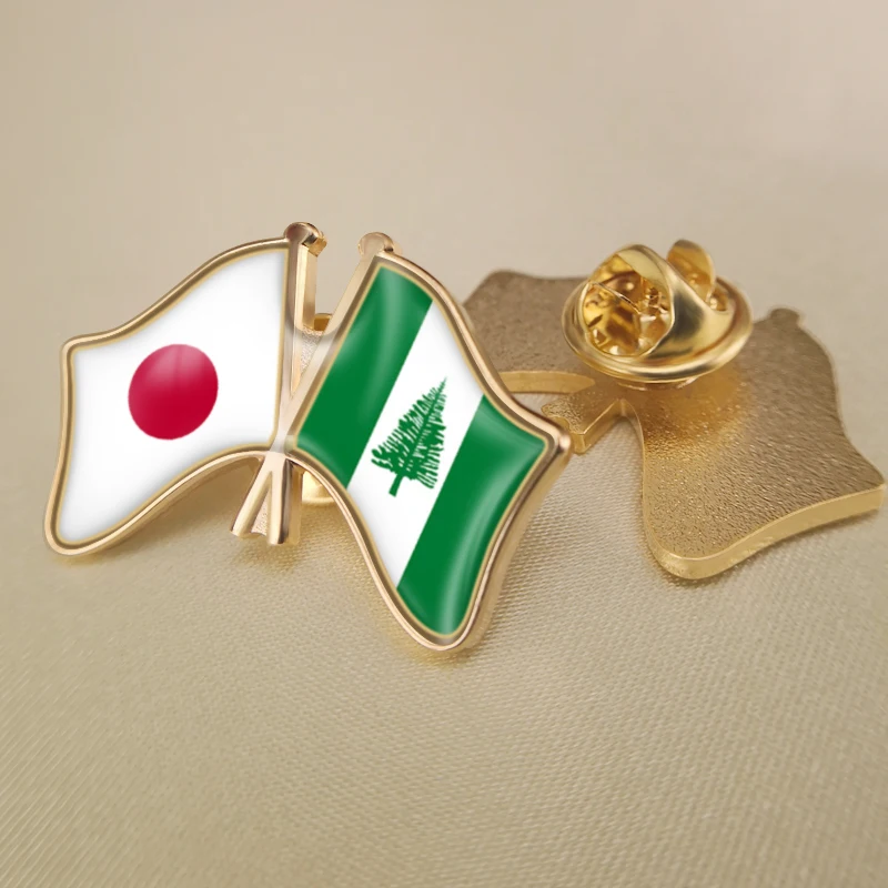 

Japan and Norfolk Island Crossed Double Friendship Flags Lapel Pins Brooch Badges