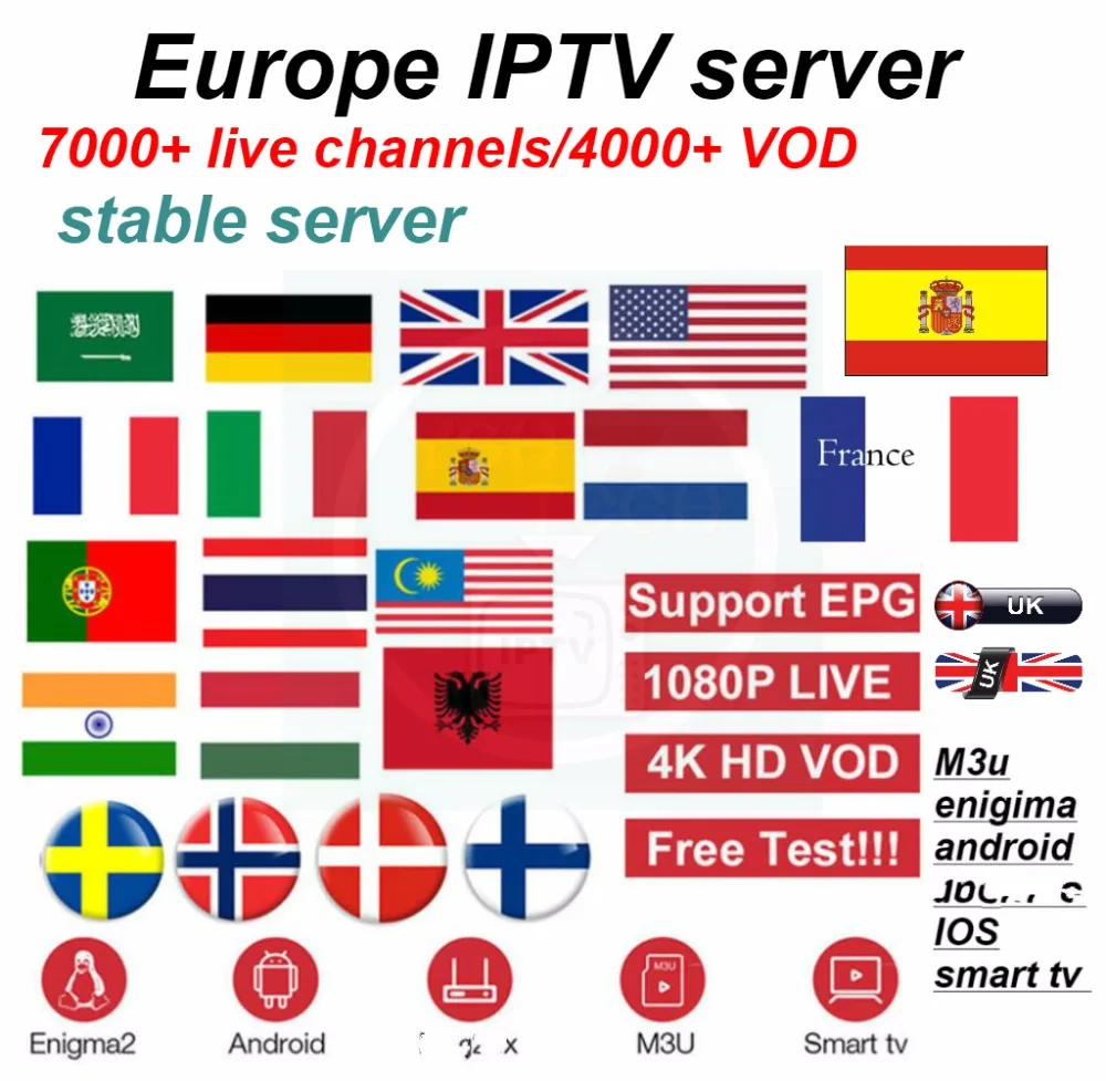 Европа iptv Испания iptv Франция iptv Португалии iptv или FREESAT V7 3/6/8 линийcccam кабель 1 год cccam спутниковый приемник