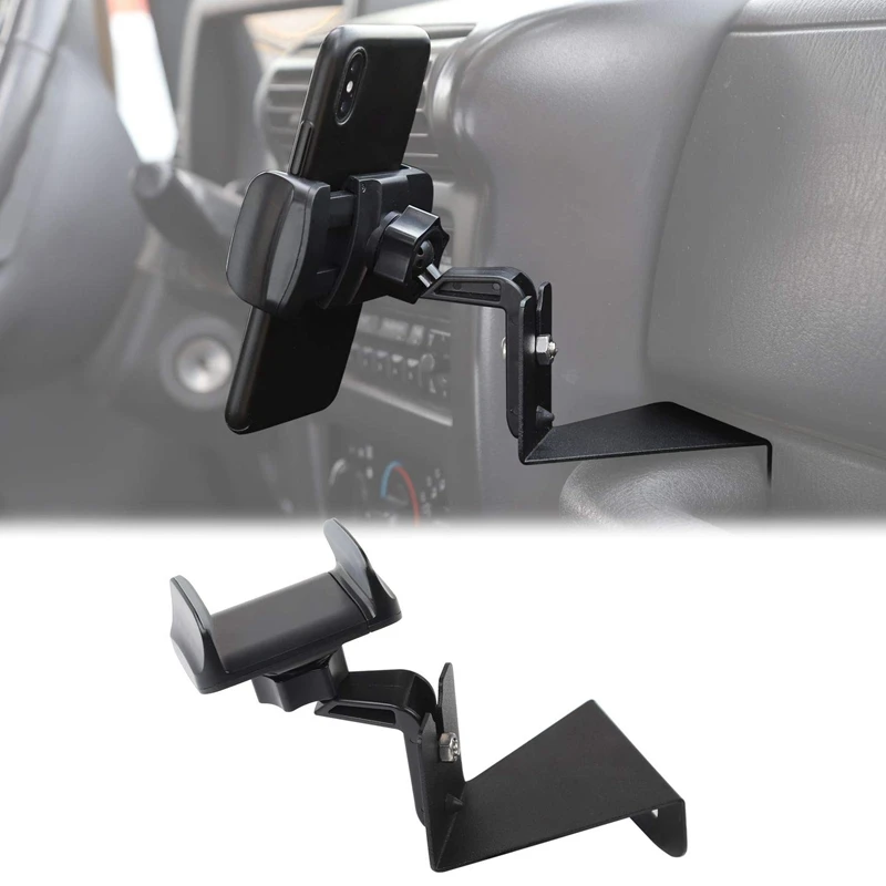 

Multi-Functional Phone Holder, Radio Holder Walkie Talkie Mount Bracket for 1997-2006 Jeep Wrangler TJ, 2 in 1 Bolt-On Stand Bra
