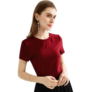 

2020 women Short-sleeved V-neck t-shirt female summer new fashion bow waist waist half-sleeved cotton shirt cherries red top