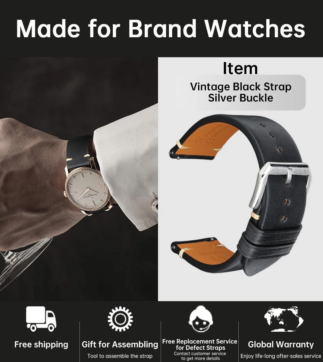 Premium Genuine Leather Quick Release Watch Band Strap